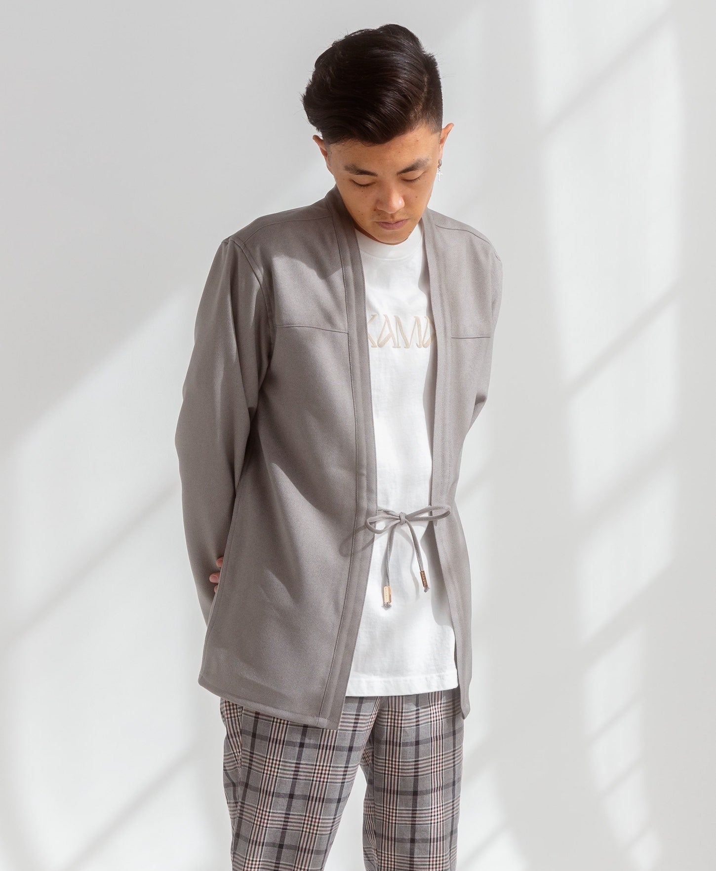 Kimono Shirt in Technical Grey - AKASHI KAMA Noragi