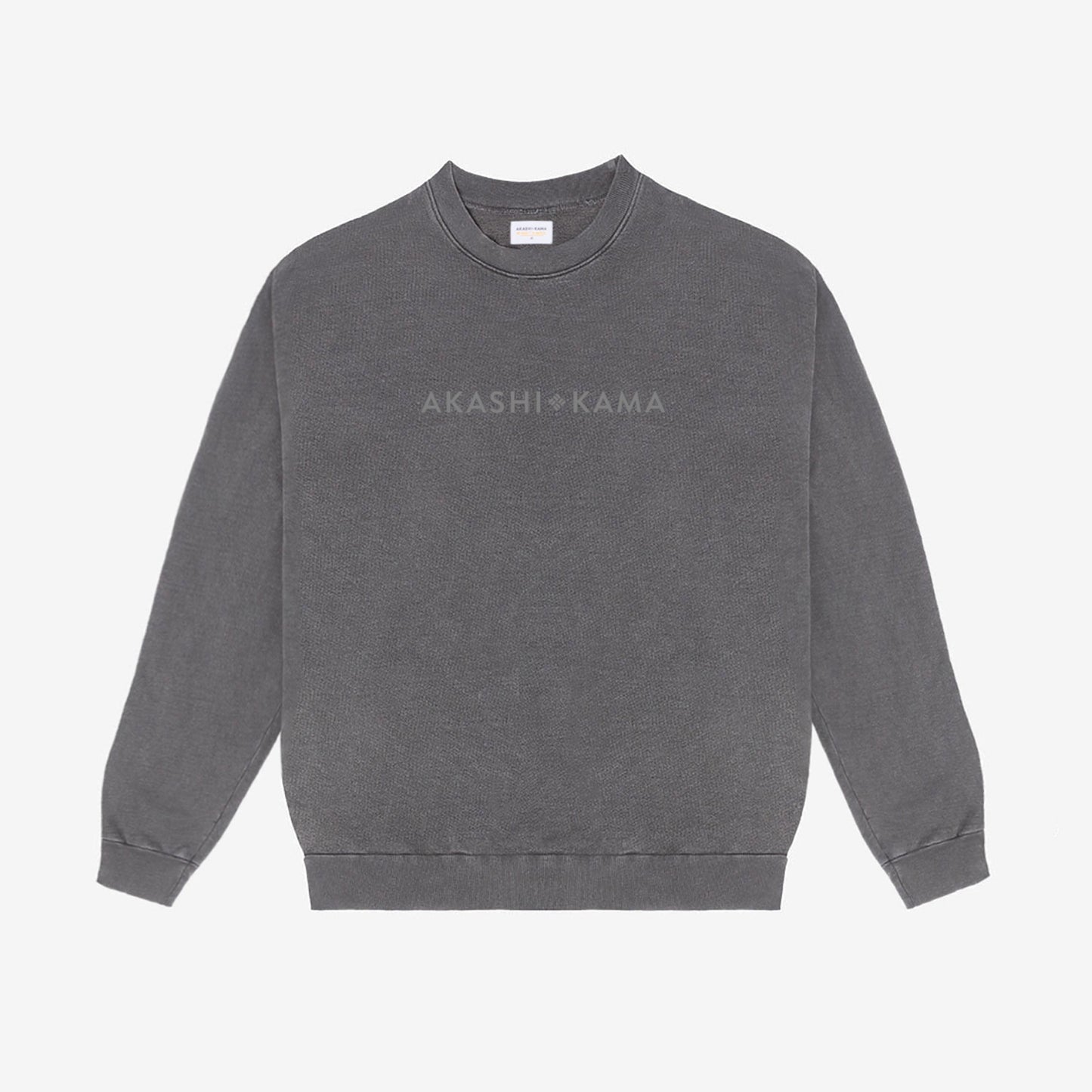 Charcoal Stamped Logo Crewneck Pigment Dyed | Japanese Streetwear