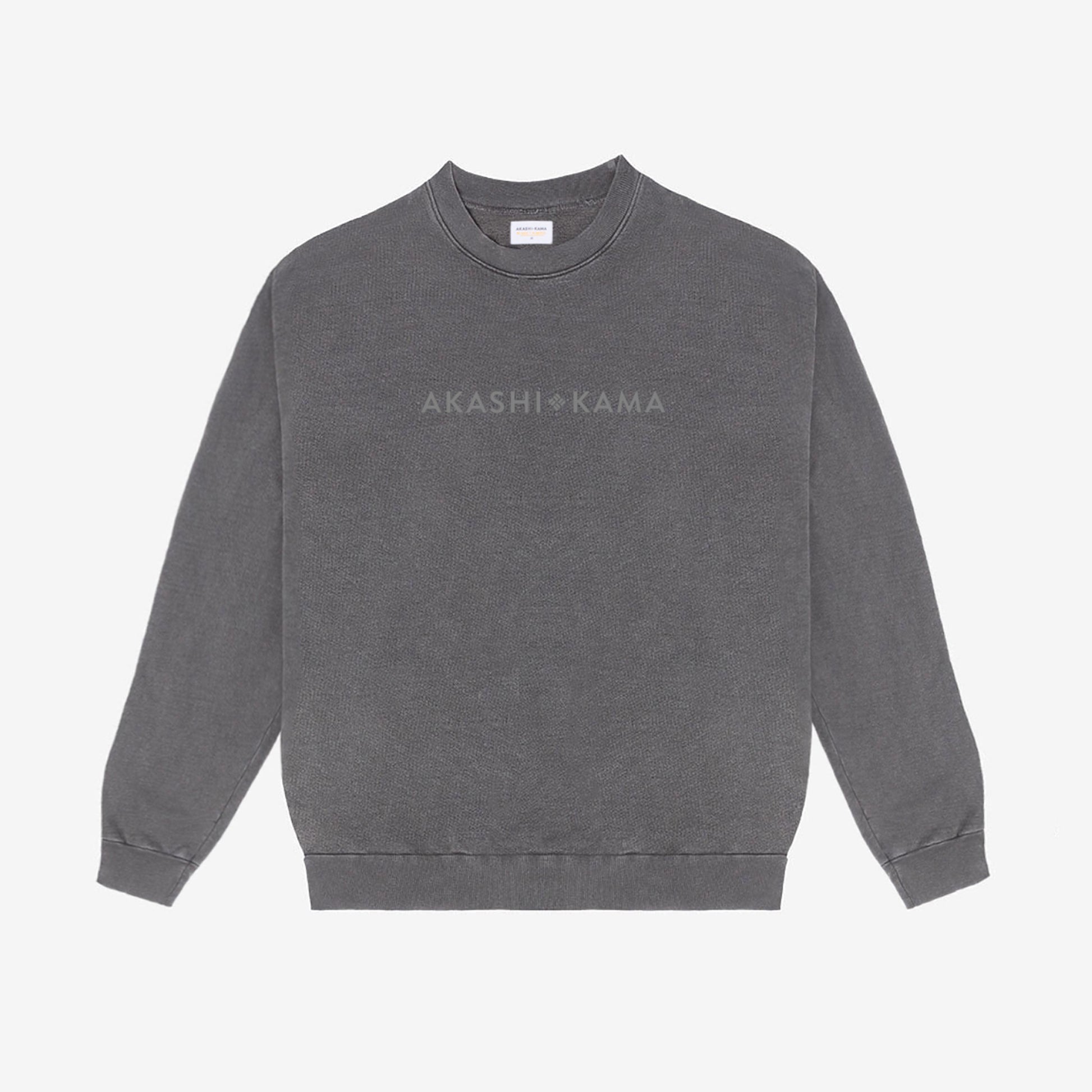 Charcoal Stamped Logo Crewneck Pigment Dyed | Japanese Streetwear