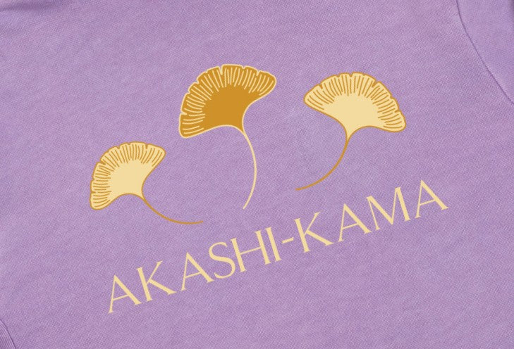 Japanese Ginkgo Leaf Hand Illustrated | AKASHI-KAMA Lavender Hoodie Made in USA Streetwear