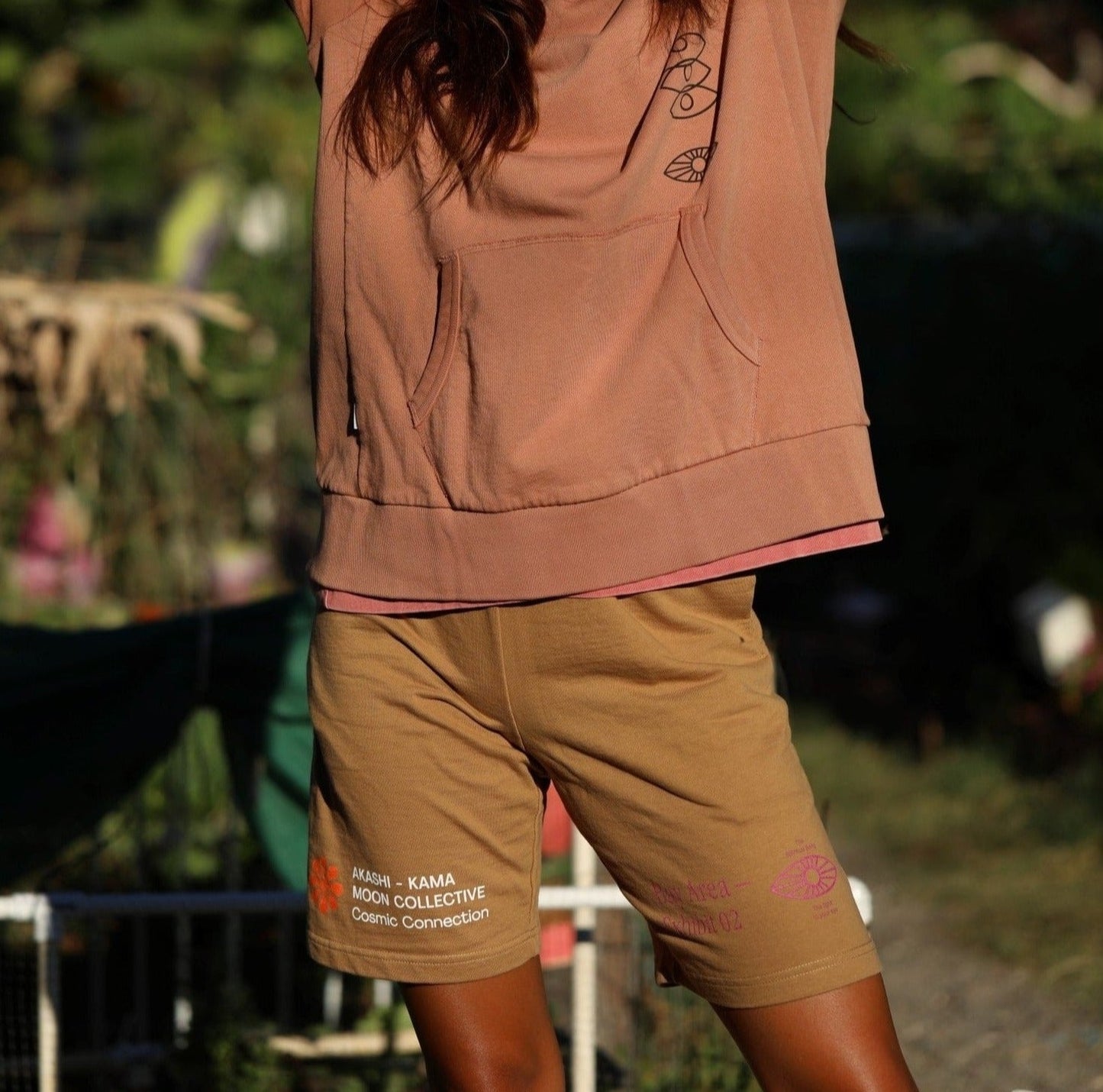 Moon Collective - AKASHI KAMA Collaboration | Japanese American Streetwear Brown Garment Dye Shorts Made in USA