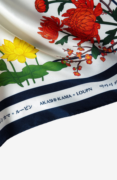 AKASHI-KAMA x LOUPN Korean silk Maedeup Bandana featuring florals