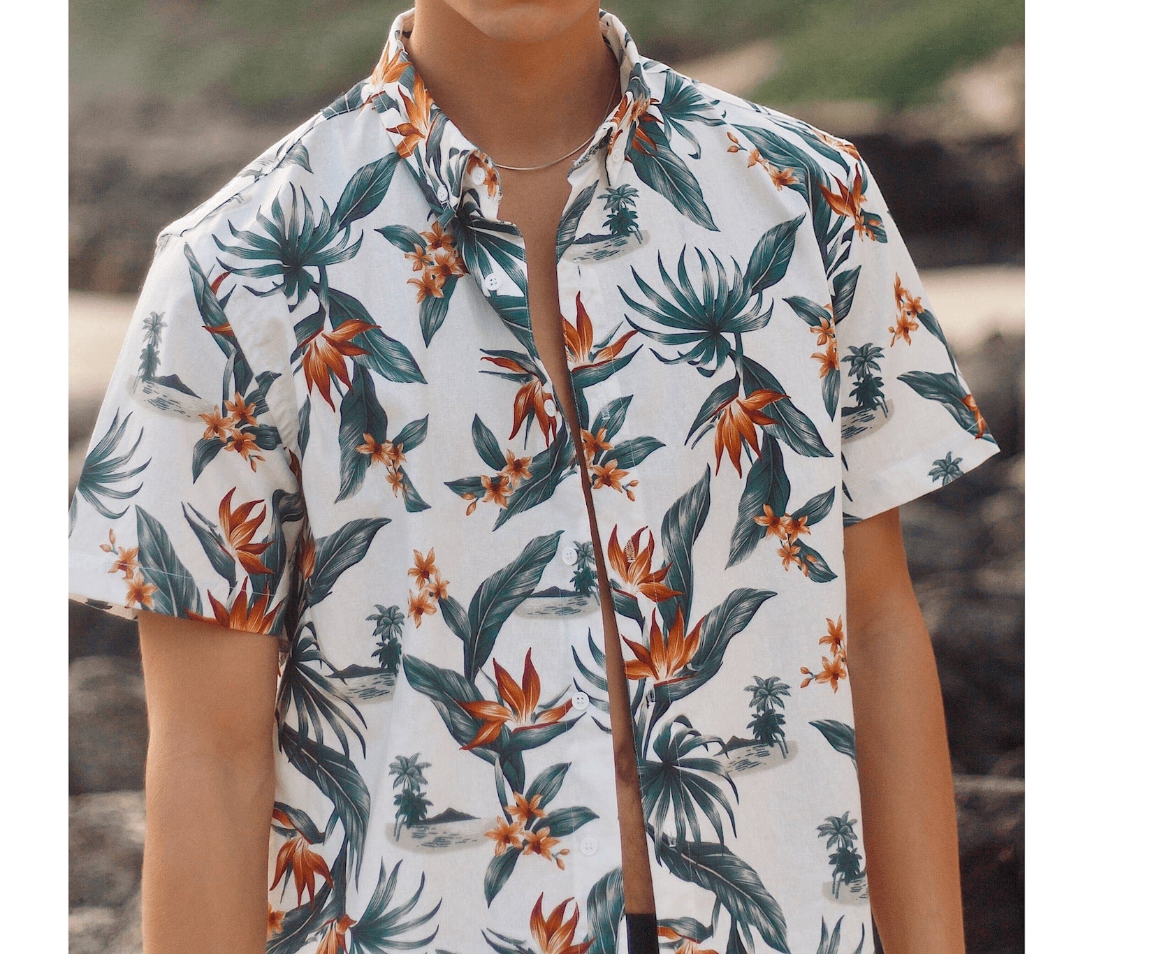 Aloha Shirt - Kahuka White AKASHI - KAMA Hawaiian