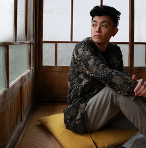 Japanese Sashiko Patchwork Streetwear Noragi Jacket | Boro Print Pattern