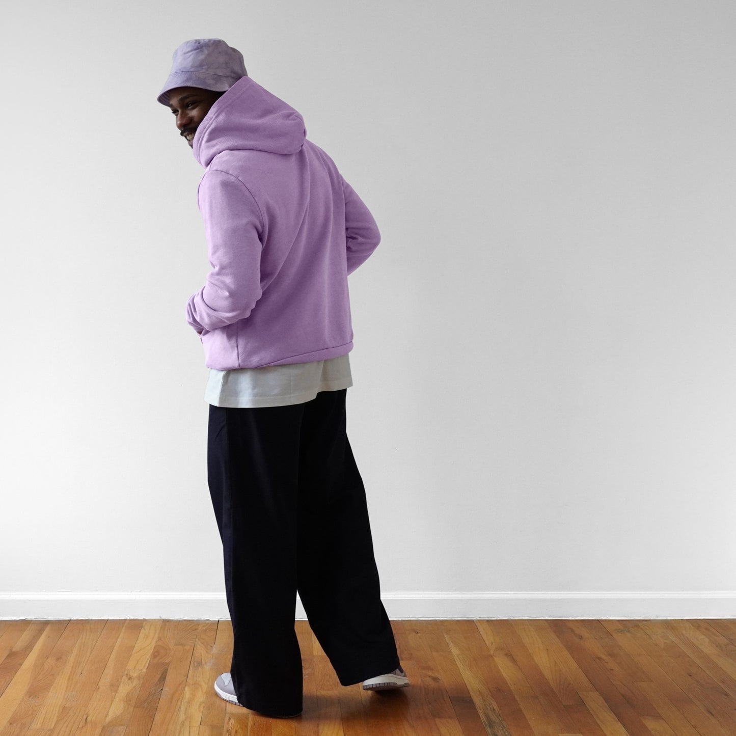 Japanese Ginkgo Leaf Lavender Hoodie | AKASHI-KAMA Mens Made in USA Streetwear

