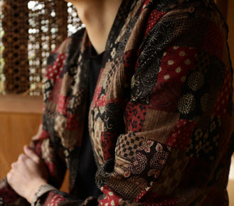 Japanese Style Noragi Jacket Red Boro | AKASHI-KAMA