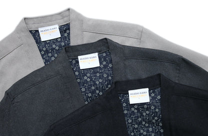 AKASHI-KAMA Japanese Streetwear Noragi Technical Grey Kimono Shirt Techwear