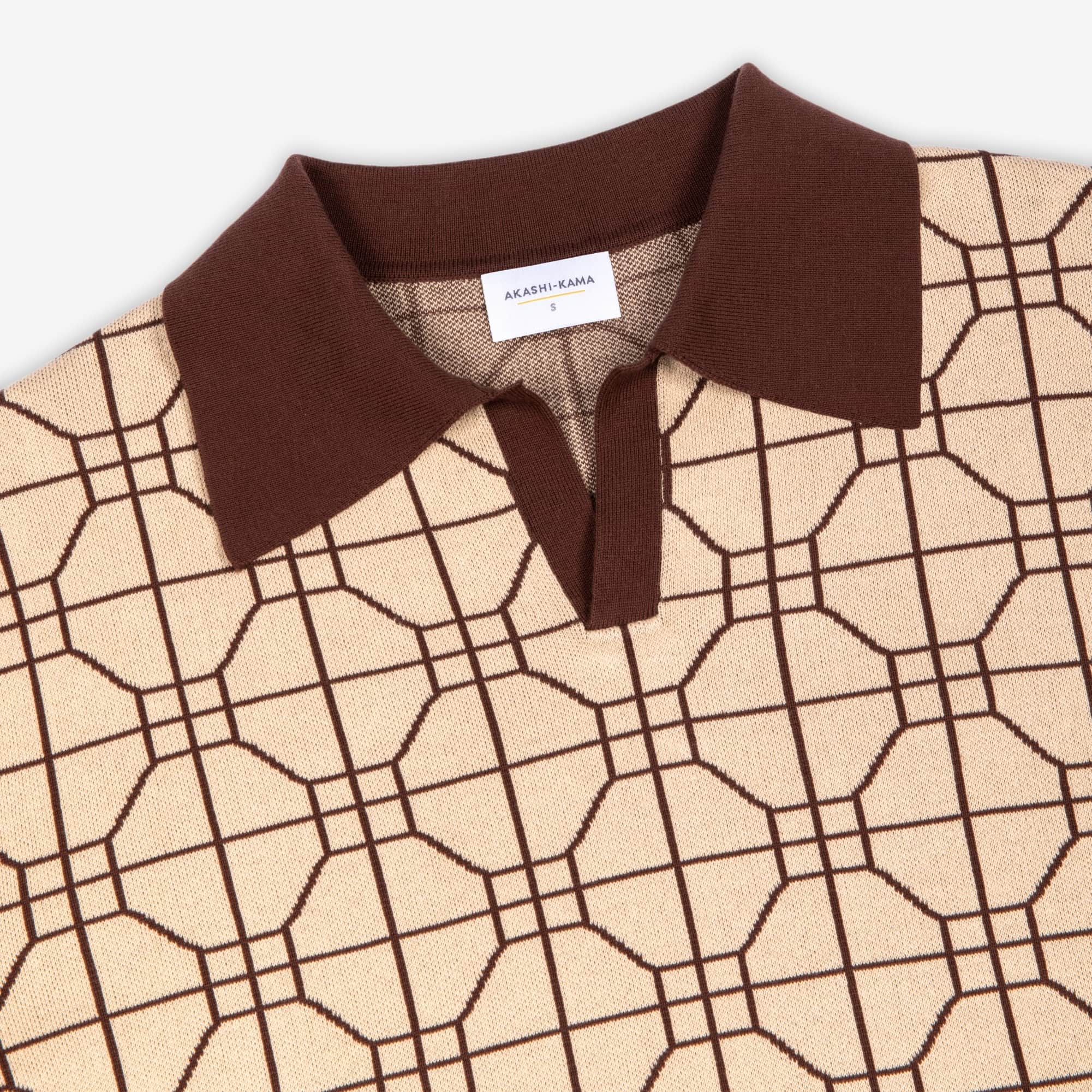 Shiitake Japanese Shoji  Knit Polo AKASHI-KAMA Ojii Knit Polo