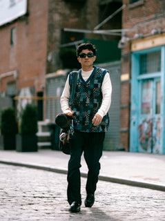 Sashiori Black Pleated Pants | AKASHI-KAMA Mens Japanese Streetwear Style