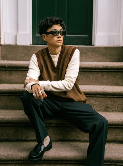 Sharkskin mens golf swing vest | AKASHI-KAMA x Public Drip Japanese streetwear style
