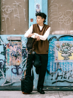 AKASHI-KAMA Sashiori Black Pleated Pants | Mens Japanese Streetwear Style
