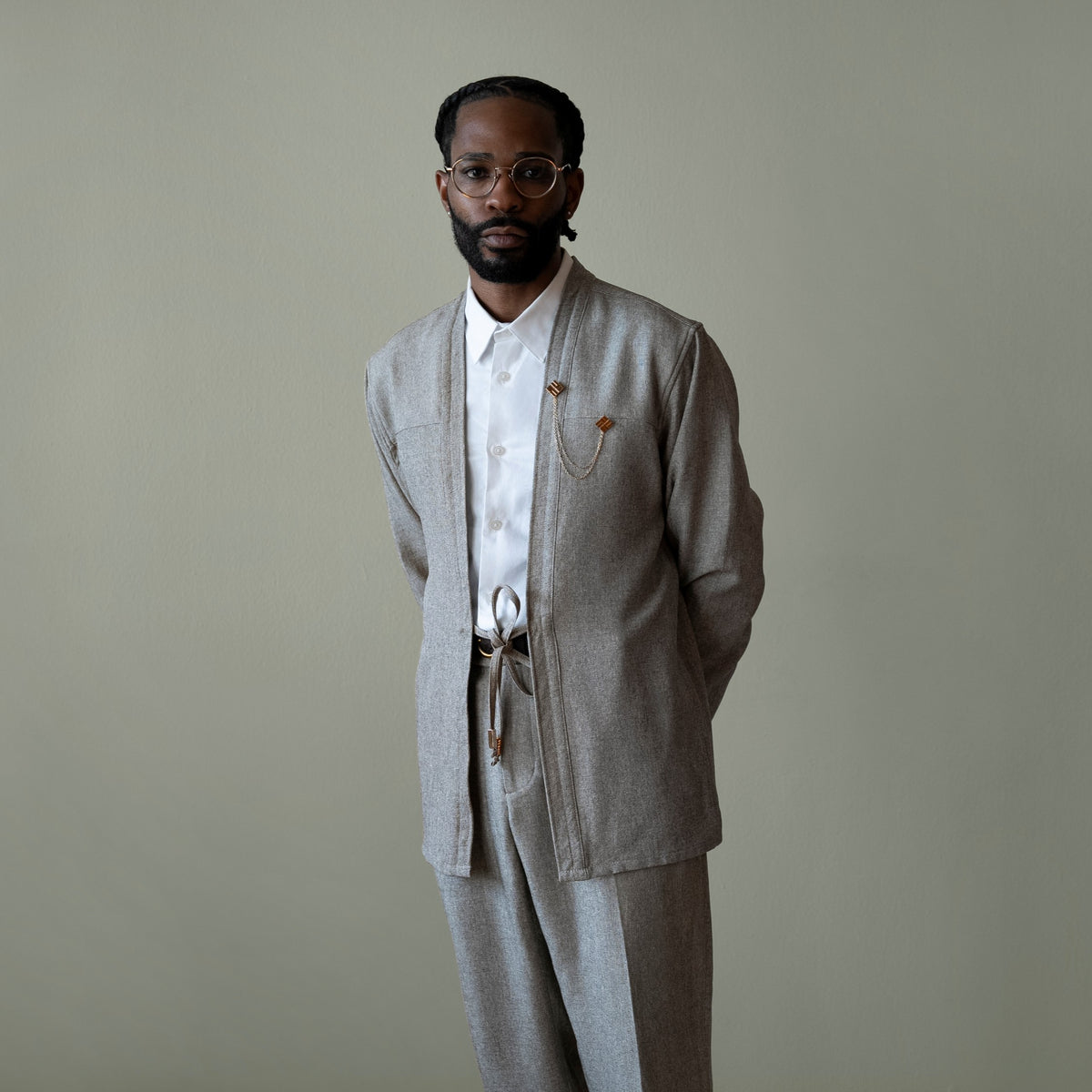 Japanese Suit Noragi Jacket Smoke AKASHI-KAMA