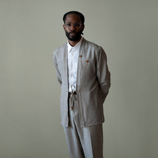 Japanese Suit Noragi Jacket Smoke AKASHI-KAMA