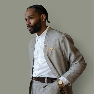 Noragi Suit Jacket Premium Japanese Smoke Fabric | AKASHI KAMA Mens