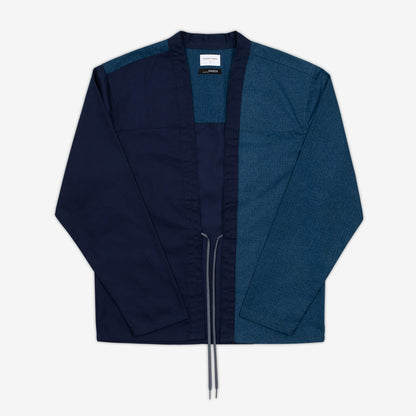 AKASHI-OnDeck Collaboration Noragi Jacket in Indigo Ripstop | Kimono Shirt Style Japanese Streetwear