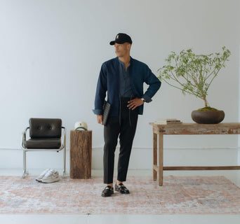 Akashi OnDeck Mens Kimono Shirt Style | Japanese Indigo Ripstop Noragi Jacket Streetwear