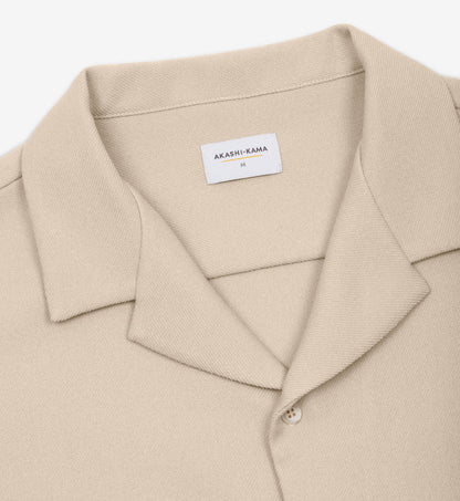 AKASHI-KAMA Button Down Shirt Camp Collar Style in Enoki | Made in USA Japanese Streetwear 