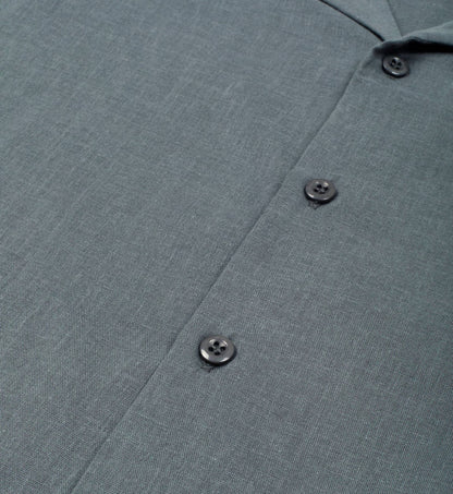 Camp Collar Button Down Shirt Style in Fog | AKASHI-KAMA Japanese Streetwear Made in USA