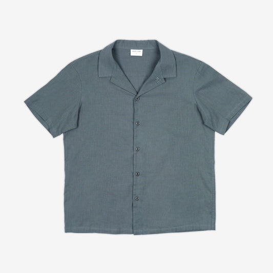 AKASHI-KAMA Camp Collar Shirt in Fog | Button Down Style Japanese Streetwear Made in USA