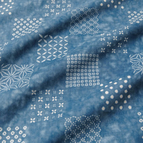 Pattern Camp Collar Button Down Shirt Style in Sora Blue | Made in USA AKASHI-KAMA Japanese Streetwear 