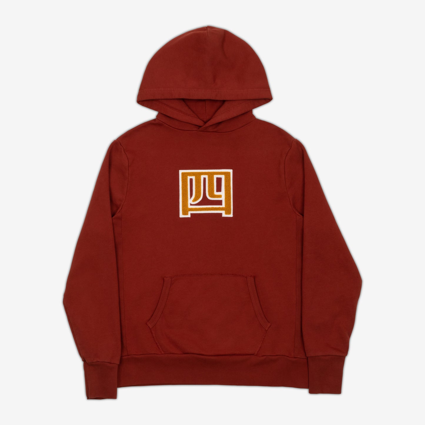 Yonsei Chenille Kanji Patch AKASHI-KAMA Hoodie in Cardinal Red | Streetwear Garment Dye Sweatshirt Made in USA