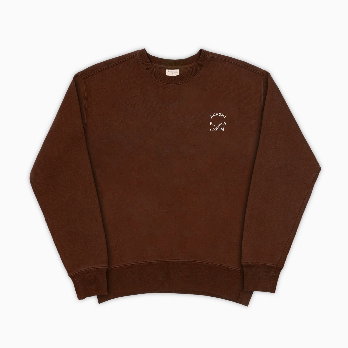 AKASHI-KAMA Crest Crewneck in Chocolate brown