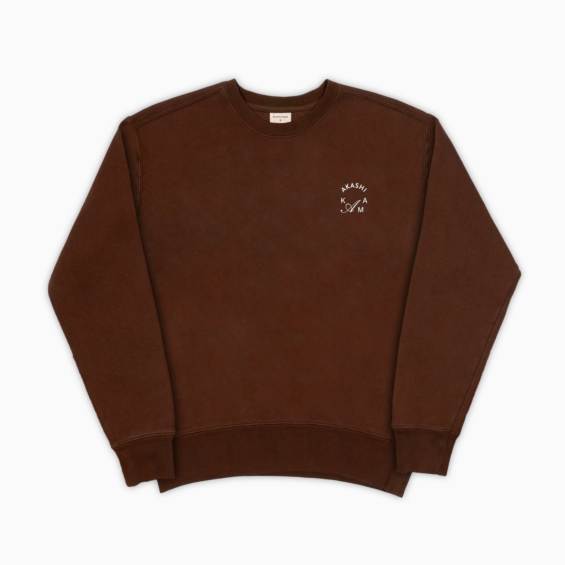 AKASHI-KAMA Crest Crewneck in Chocolate brown