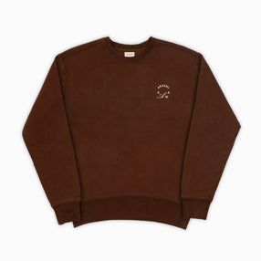 AKASHI-KAMA Crest Crewneck in Chocolate brown