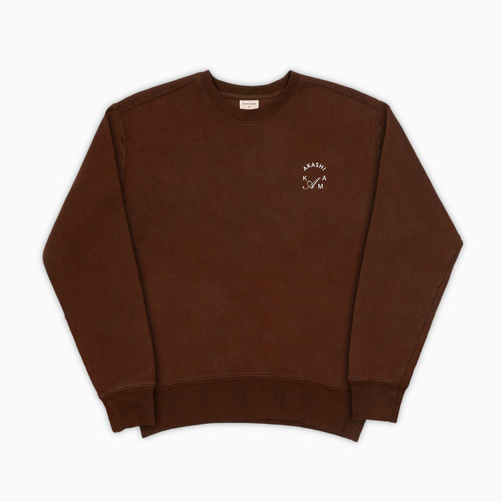 AKASHI-KAMA Crest Crewneck in Chocolate brown