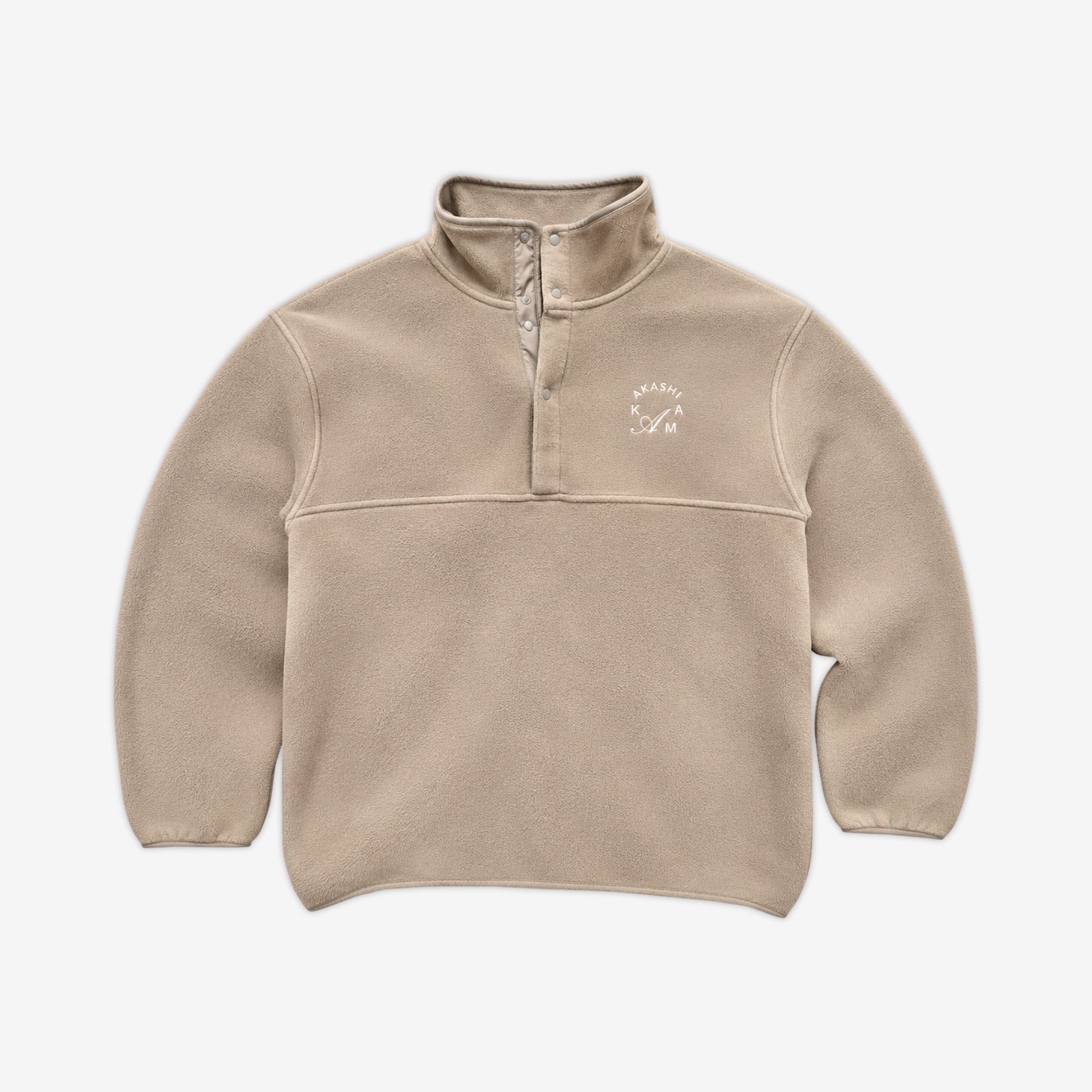 Crest Snap Fleece in Enoki | embroidered AKASHI-KAMA Japanese Streetwear