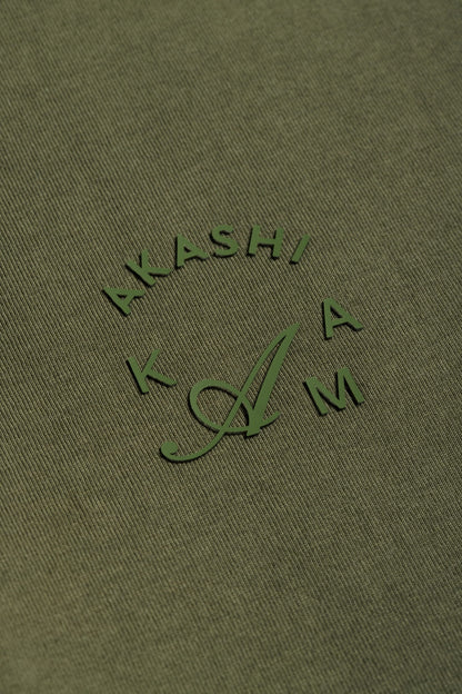 Matcha Green Silicon 3D Crest Logo in Olive AKASHI-KAMA Stamped tee