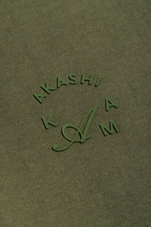 Matcha Green Silicon 3D Crest Logo in Olive AKASHI-KAMA Stamped tee