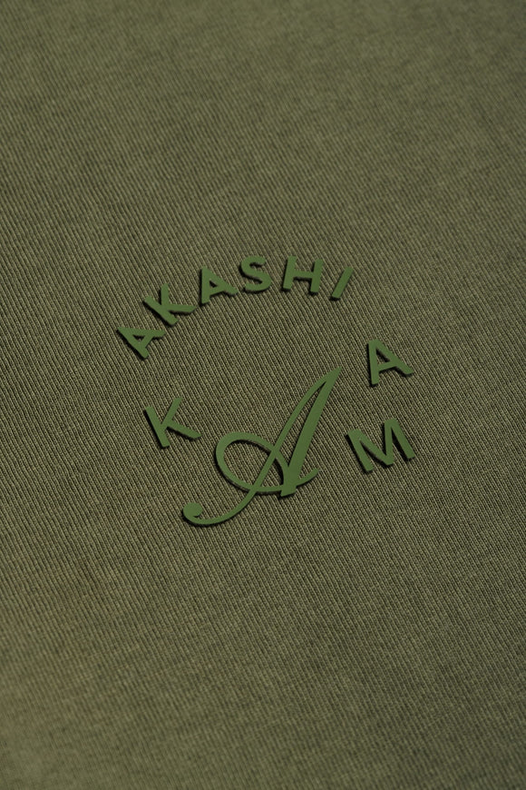 Matcha Green Silicon 3D Crest Logo in Olive AKASHI-KAMA Stamped tee