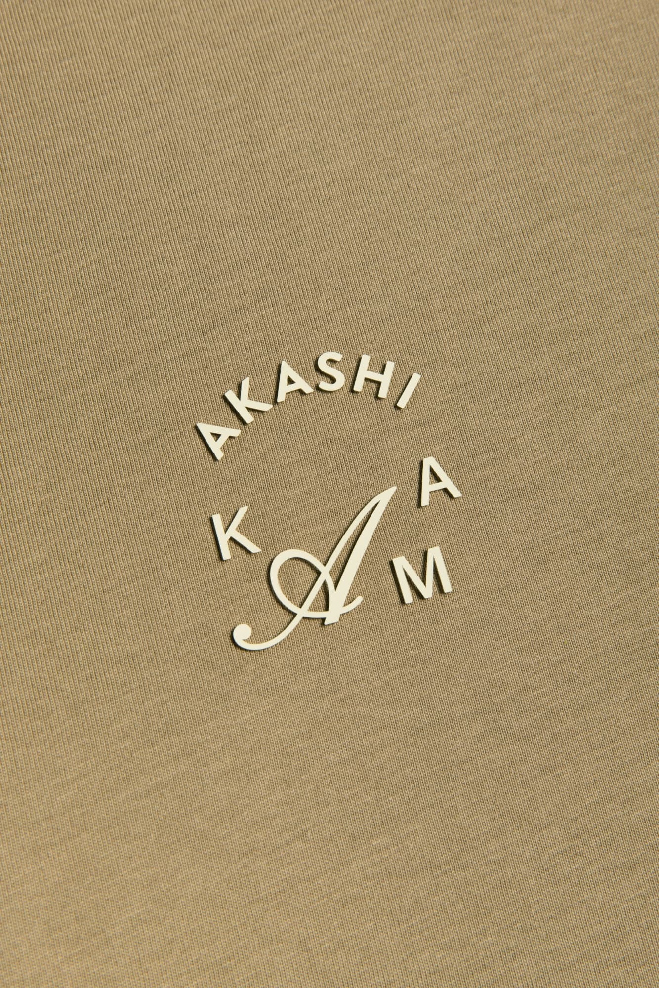 Cream Silicon 3D Crest Logo in Tan AKASHI-KAMA Stamped tee