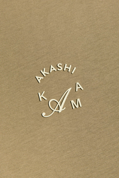 Cream Silicon 3D Crest Logo in Tan AKASHI-KAMA Stamped tee
