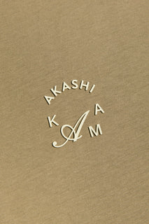 Cream Silicon 3D Crest Logo in Tan AKASHI-KAMA Stamped tee