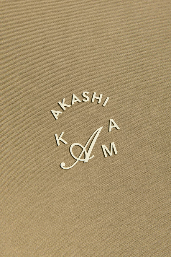 Cream Silicon 3D Crest Logo in Tan AKASHI-KAMA Stamped tee