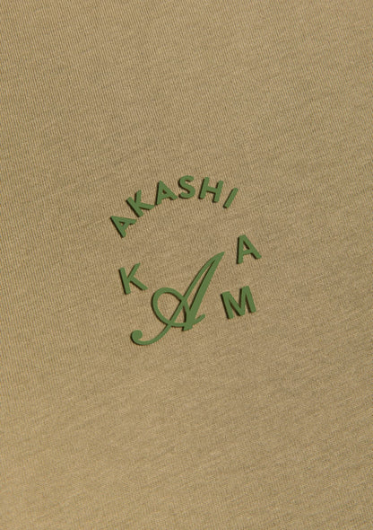 Matcha green Silicon 3D Crest Logo in Tan AKASHI-KAMA Stamped tee