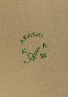 Matcha green Silicon 3D Crest Logo in Tan AKASHI-KAMA Stamped tee