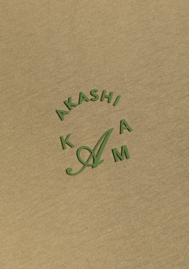 Matcha green Silicon 3D Crest Logo in Tan AKASHI-KAMA Stamped tee