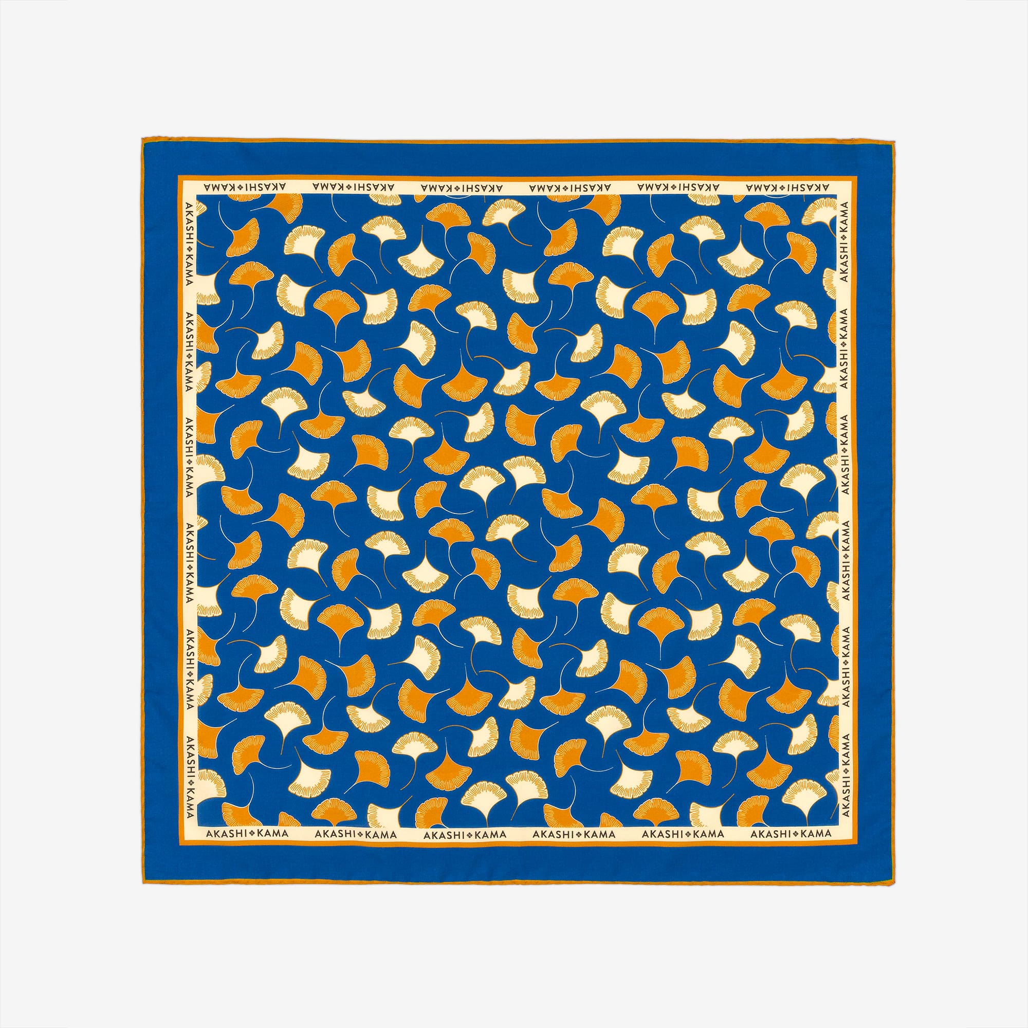 AKASHI KAMA Ginkgo Leaf Bandana in Italian SIlk-Cotton Blend, made in Italy with aesthetic Japanese pattern