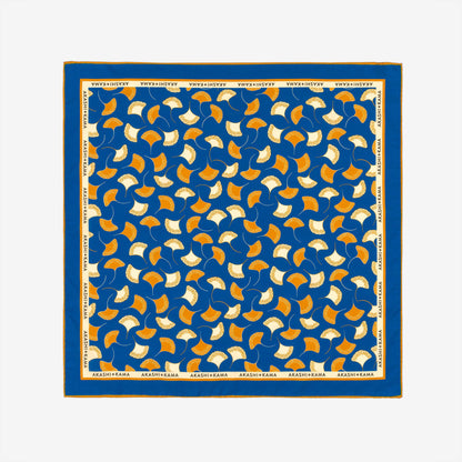 AKASHI KAMA Ginkgo Leaf Bandana in Italian SIlk-Cotton Blend, made in Italy with aesthetic Japanese pattern