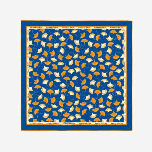 AKASHI KAMA Ginkgo Leaf Bandana in Italian SIlk-Cotton Blend, made in Italy with aesthetic Japanese pattern