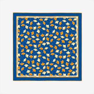 AKASHI KAMA Ginkgo Leaf Bandana in Italian SIlk-Cotton Blend, made in Italy with aesthetic Japanese pattern
