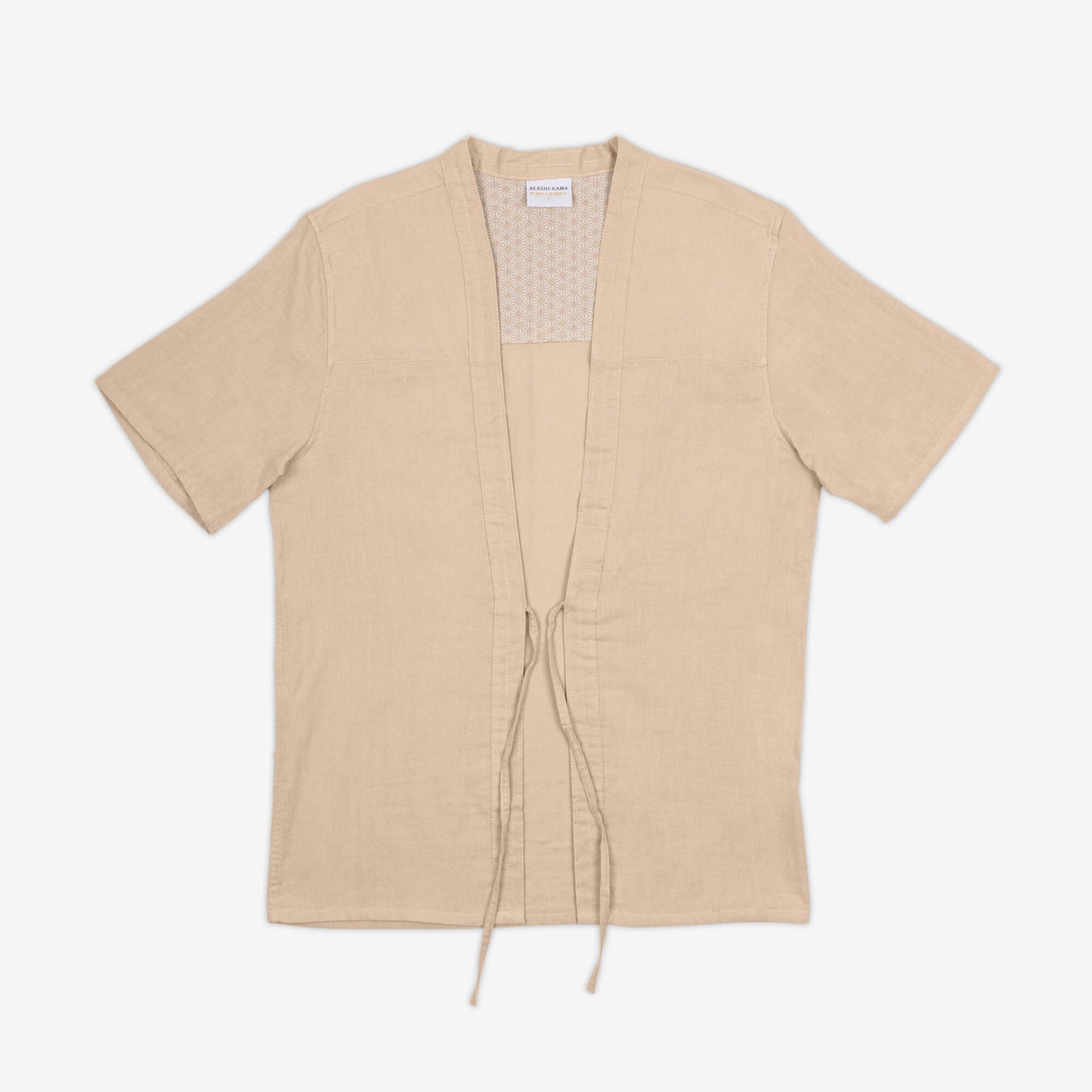 AKASHI-KAMA Haori Shirt in Oat | Modern Japanese Kimono Style Streetwear