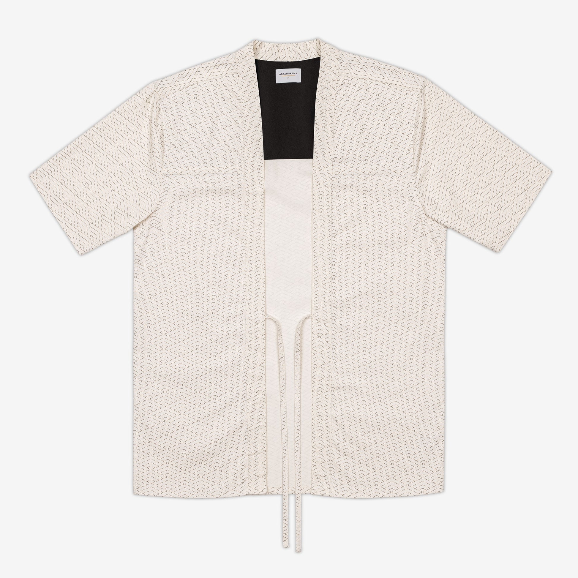 AKASHI-KAMA Off White Wave Haori Jacket | Kimono Shirt Japanese Streetwear