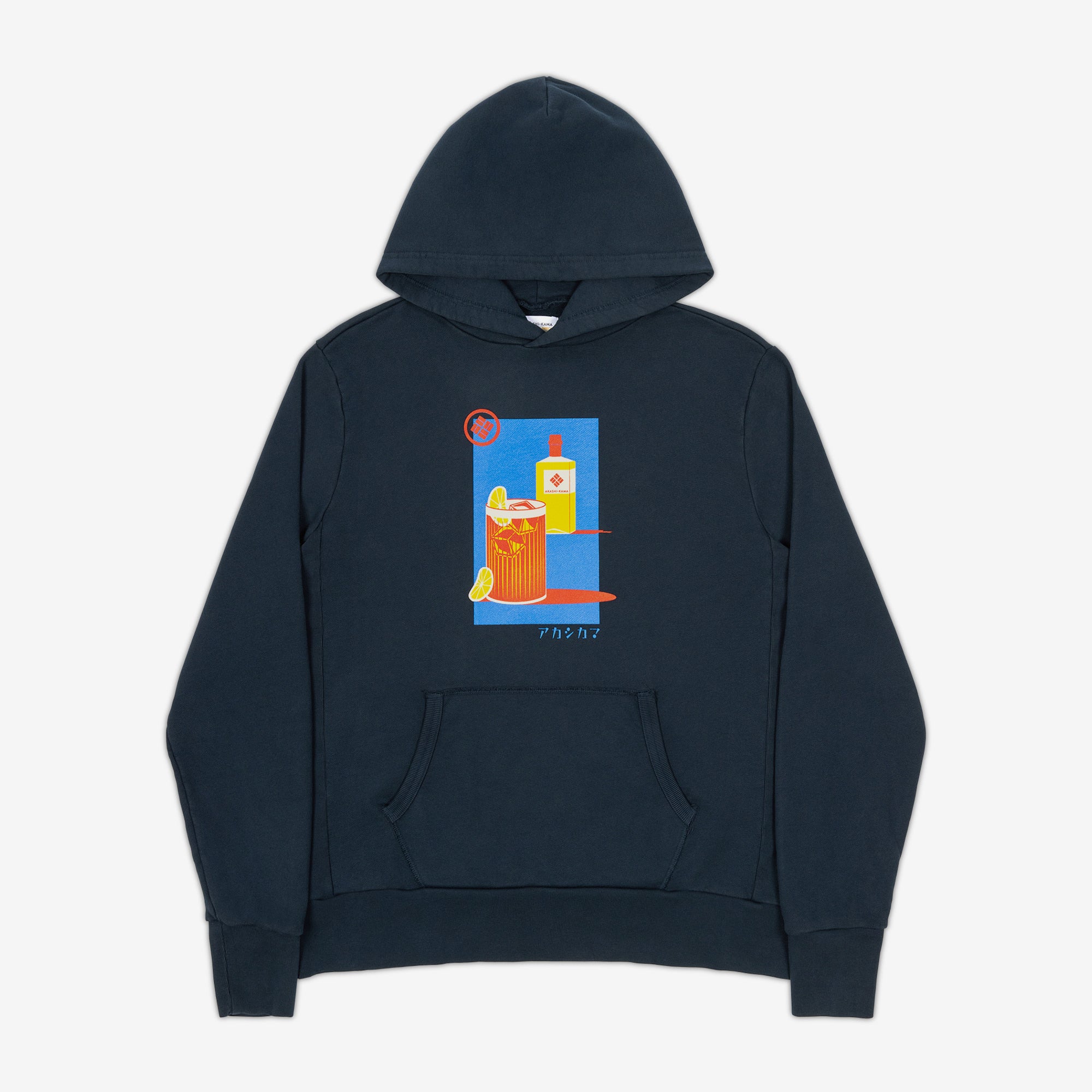 Indigo Highball Vintage Japanese Design Hoodie | AKASHI-KAMA