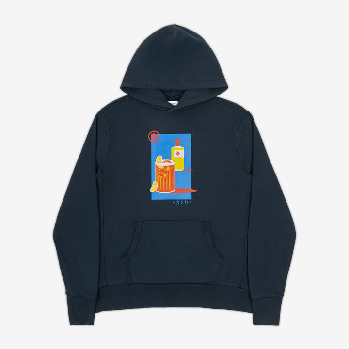 Indigo Highball Vintage Japanese Design Hoodie | AKASHI-KAMA