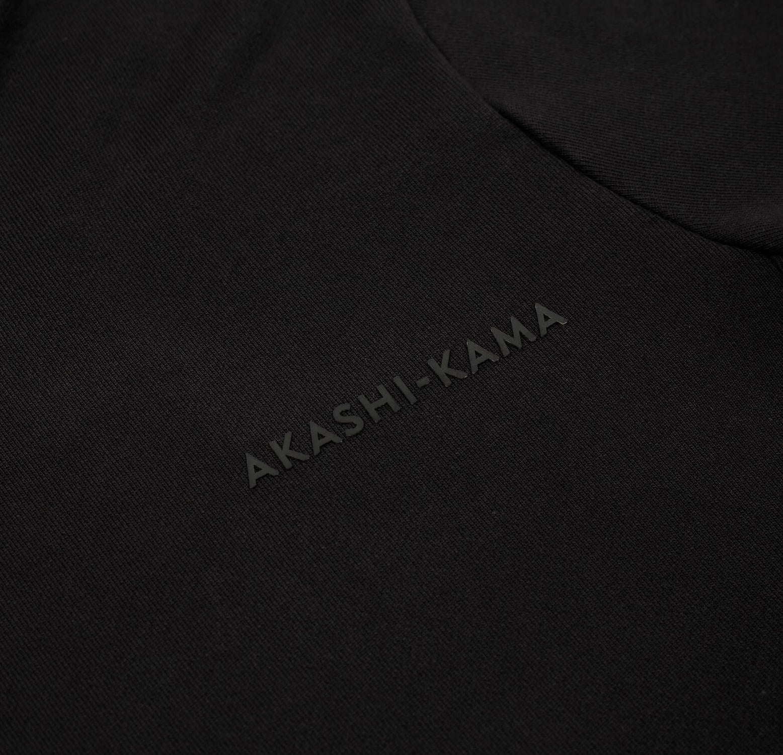 Stamped Logo AKASHI-KAMA Tee in Black Streetwear Garment Dye Shirt Silicone Print