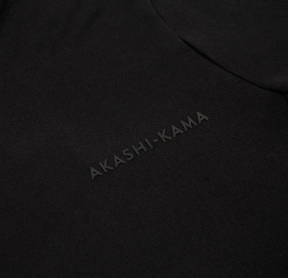 Stamped Logo AKASHI-KAMA Tee in Black Streetwear Garment Dye Shirt Silicone Print